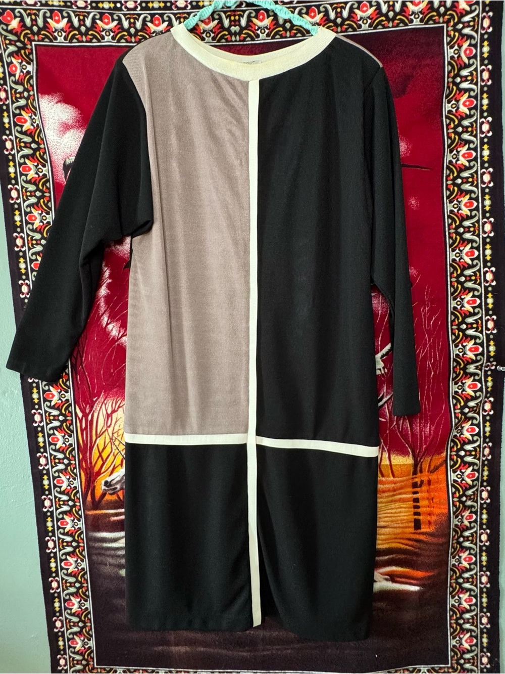 vintage 70s 80s T&F mondrian-style color block dress